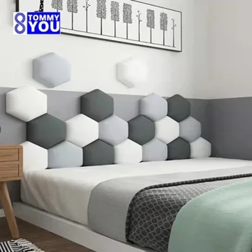 Anticollision Hexagonal Headboard Bed Set Tas Lembut 3D Stiker Dinding Tatami Dekorasi Samping Tempat Tidur Anak Estetika Seni Dekorasi Rumah
