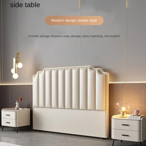 Sänggavlar Säng Sängbord Mjuk väska Nytt golv Ryggstöd Enkelt modernt massivt trä Sänggavel konstläder Anpassningsbar Tete De Lit