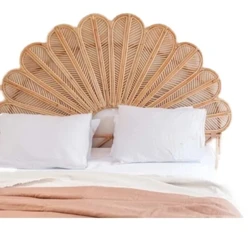 İskandinav rattan örgü çift kişilik yatak başlığı aile yanı yatak otel yatak arkası dekorasyon çerçeve tasarımcısı yaratıcı yatak ins prenses yatak