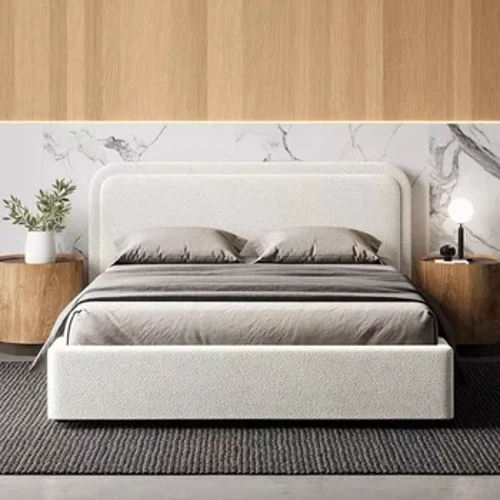 Furnitur kamar turu kemewahan modern kanthi headboard ukuran king kanthi amben panyimpenan dhasar amben kain kayu