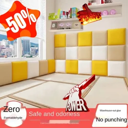 Testiera autoadesiva di vendita calda per la casa, tappetino da lettura sul comodino con sfondo in tatami, parete, cuscino per schienale, senza formaldeide 30x30