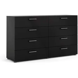 Commode double à 8 tiroirs Tvilum, 15,85" P x 55,12" l x 32,17" H, Noir mat