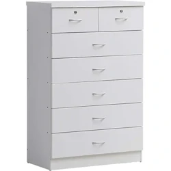 I-7 Drawer Wood Dresser, 31.5 in Wide Chest of Drawers, w/ 2 Locks on the Top Drwers, Storage Organization Unit for Clothing