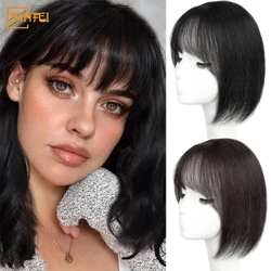 Héich Temperatur Hoer Synthetesch Perücken Bangs Damen 3D Flauscheg Franséisch Bangs Kapp Top Perücke Stéck Liicht an dënn Fake Bangs