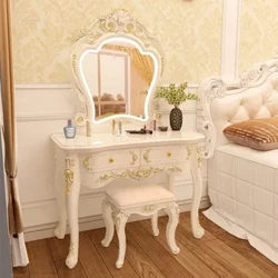 Coiffeuse européenne pour chambre à coucher, Tables de vanité de luxe légères avec tiroirs, meubles de maison, commode de maquillage avec miroir LED w