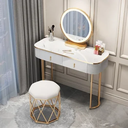 Stíl Nordach Gléasta Troscán Seomraí Leapa Nua-Aimseartha Minimalist Le Scáthán stiúir Solas Péint só Táblaí Makeup Neamh-duillín Le Tarraiceán