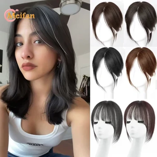 Meifan Topper Bộ Tóc Giả Tổng Hợp Kẹp Trong Bằng Nối Dài Phần Giữa Giả Nổ Viền Vô Hình Clourse Bộ Tóc Giả Dành Cho Nữ