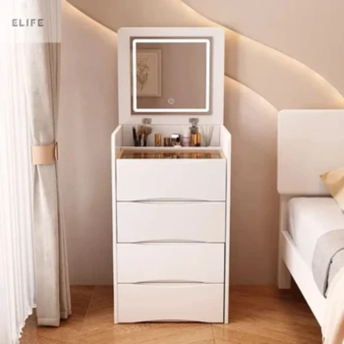Flip Top Vanity Table Light Dividers Design Drawers Waihoʻoluʻu ʻOhina Liʻiliʻi Liʻiliʻi Kiʻekiʻe Kiʻekiʻe Bedside Dresses Hiki ke kūʻai aku i nā lako lumi komody.