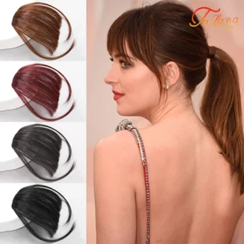 LATANG Frangia d'Aria Sintetica, Frangia Naturale per Ragazze Pezzo di Capelli Nero Marrone Clip di Estensione dei Capelli Parrucca Nero Marrone Biondo Gioielli per Adulti