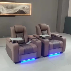 Elektrisk liggfåtölj äkta läder Dubbla motorer Liggstolssoffa Multifunktionell massagestol Power Accentstolar