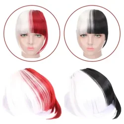 Frange de perruque synthétique pour femmes avec deux patchs de cheveux courts et raides respirants et favoris