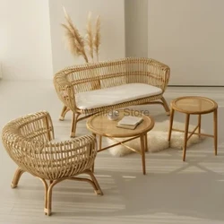 Moderner kreativer Balkon-Strandstuhl Japanische Gartenmöbel Rattan-Gartenstühle Einzelsofastuhl Freizeit-Sessel mit Rückenlehne