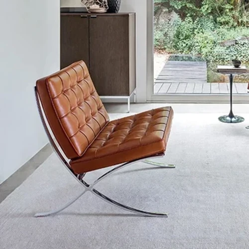 CX187CK Awyr Agored Minimalist Lledr Apartment Ystafell Fyw Balconi Lolfa Cadeirydd Golau Moethus Sengl Barcelona Cadeirydd Soffa Hamdden