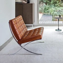 CX187CK Awyr Agored Minimalist Lledr Apartment Ystafell Fyw Balconi Lolfa Cadeirydd Golau Moethus Sengl Barcelona Cadeirydd Soffa Hamdden
