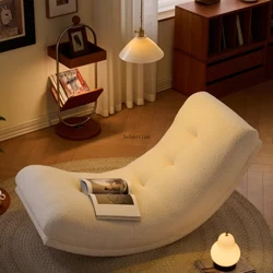 Moon Rocking Chair, Lamb Plush Family Leisure Small Living Room, Cream Style Single Person Lounge Chair, Curved Lazy Sofa