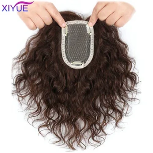 Frangia 3D Testa invisibile senza soluzione di continuità Capelli Capelli con ondulazione dell'acqua Frangia d'aria Testa sopra la testa Copertura di ricambio invisibile naturale Capelli bianchi