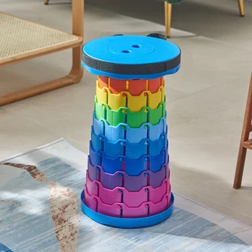 Tabouret télescopique pliant, Portable, léger, en plastique épais, à Structure ronde et Stable, mobilier de salon