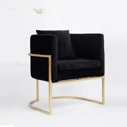 Nordic Gold Simple Ryglæn Omklædning Lounge Taburet Lys Luksus Forhandling Sæder Soveværelse Bord Makeup Stol Stue Stol