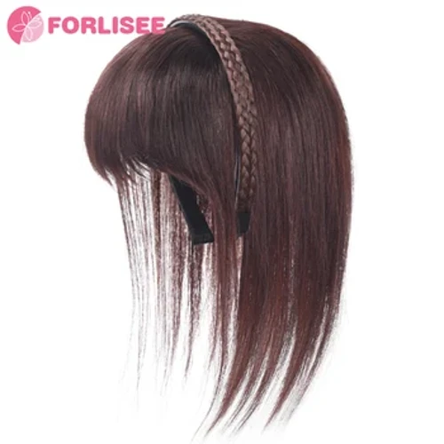 FIR Braid Headband Bangs Synthetesch Bangs Hoer Extension Fake Fringe Natural Hoer Clip on Hairpieces for Women Invisible Natural