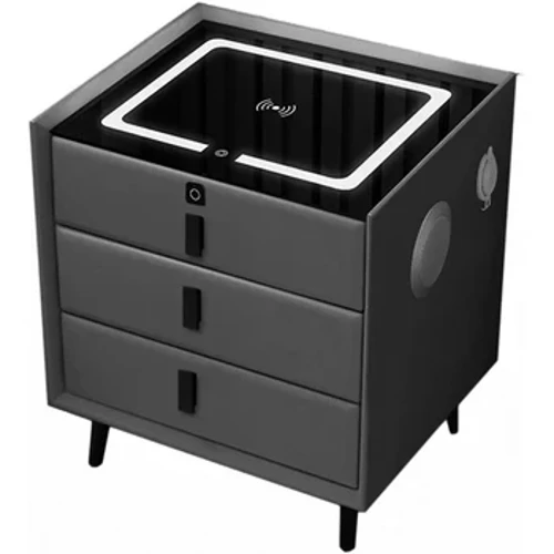 Table de chevet intelligente, meuble de rangement moderne sans fil, chargement USB, blanc, Table de chevet multifonctionnelle, HY50BT