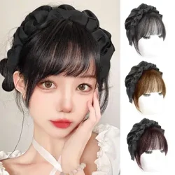 Fake Bangs Voll Mënsch Hoer Op der Stier Air Bangs Perücke Stécker Cloud Hoer Bands Natural Bangs Hoer Patches Kappbekleedung