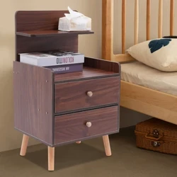 ʻO ka pākaukau moe 40 * 34 * 70cm Nightstand Sofa Side Table Bedside Table Couch Table me ʻelua drawers side end table