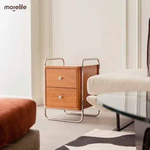 Tábla Cois Leapa Minimalist Nua-Aimseartha Solas Só Antique Bauhaus Nightstand Dearthóir Cruthaitheach Clasaiceach Troscán Seomraí Leapa K01