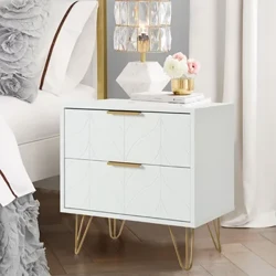 Phòng ngủ màu trắng bên cạnh bàn, đầu giường hình học với 2 ngăn kéo phía trước được chạm khắc Bàn cuối, dành cho phòng ngủ/phòng khách/salon/văn phòng