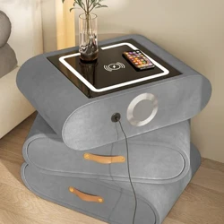 Mga Nightstand para sa Bedroom Smart Bedside Table Light Luxury Rotating Wireless Charging Glass Audio Storage Multifunctional Cabinet