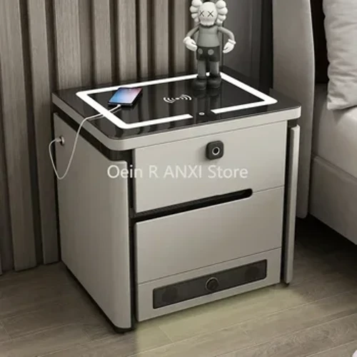 Smart Nightstands Mewah Modern Cat Baking Multifungsi Meja Samping Tempat Tidur Kreatif Lampu LED Nirkabel Pengisian Furnitur WKNS