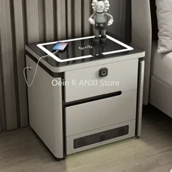 Smart Nightstands Luxury Modern Baking Paint Multifunctional Bedside Table Creative LED Lights Wireless Charging Furniture WKNS