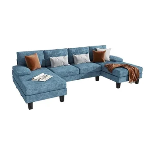 Sofa phòng khách, Sofa phân khúc có thể chuyển đổi, Vải cotton hiện đại mềm mại, Ghế đa năng Tựa lưng thoải mái, Nội thất sang trọng màu xanh