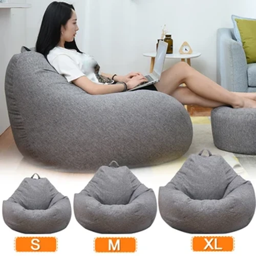 Großes, kleines, faules Sofa, Bezug, Stühle ohne Füllung, Leinenstoff, Liegesitz, Sitzsack, Pouf, Puff, Couch, Tatami, Wohnzimmer