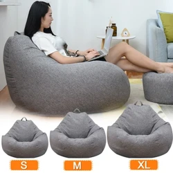Sofa alferra txiki eta txikia, betegarririk gabeko aulkiak, lihozko oihalezko eserlekua babarrun poltsa puf puf sofa tatami egongela