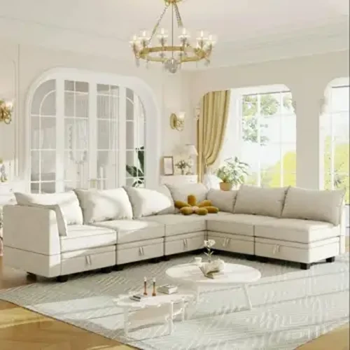 Nội Thất Đương Đại Có Thể Đảo Ngược Mặt Cắt Ngủ Mặt Cắt Sofa Với Lưu Trữ Chaise Vải Màu Xám Đậm, Miễn Phí Vận Chuyển