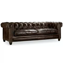 Chesterfield Sofa | Goi mailako larruzko benetako larruzko egongelako sofa amerikar estiloa olio argizarizko larruzko 3 eserlekuko sofa