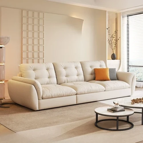 Italienisches cremefarbenes Sofa für das Wohnzimmer, modernes, minimalistisches Yunduo-Sofa aus technischem Stoff