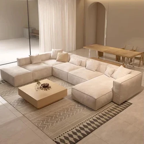 Modular Corner Sofa Set Léngen Stoff Modular Canapéë Sectional Wunnzëmmer Sofa Luxus Héich Qualitéit Modern Italienesch Sofa Modular