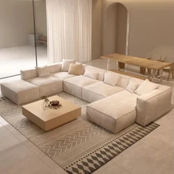 I-Modular Corner Sofa Set Linen Fabric Modular Couches Osofa Begumbi Lokuhlala Lesigaba Osofa Abanekhwalithi Ephakeme Abasezingeni Eliphezulu Osofa Base-Italian Modular