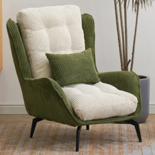 Minimalistinė senovinė sofa, elastinga putų kempinė, moderni žalia sofa suaugusiems, skaitantiems vienišą