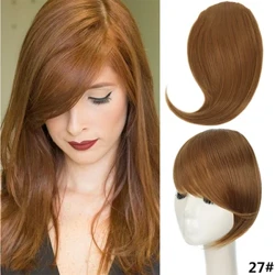 MANWEI-extensiones de cabello sintético con flequillo lateral, Clip en flequillo lateral, postizo con flecos falsos, pelo falso negro y Rubio de alta temperatura
