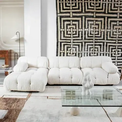 Kombinasi Sofa Modern dengan Modul Kain Fleksibel Berinspirasikan Perabotan Vintage Sofa Ruang Tamu Gaya Minimalis Nyaman
