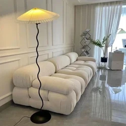 Ngokwezifiso IsiNtaliyane Minimalist I-Tofu Vimbela Isofa Ifenisha Yasenkathi Ephakathi Iwundlu I-Velvet Indwangu Elula Eyikhilimu Yomoya Imoduli Yosofa Sofa