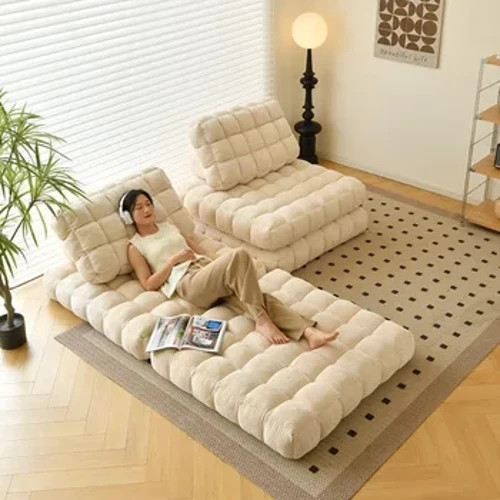 Cacen waffl balconi soffa diog tatami reis ffabrig person sengl ystafell fyw cyfuniad modiwl sgwâr tofu bloc dodrefn soffa