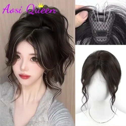 AOSI breton perucă femeie frunte naturală atmosferă dragon barba breton simulat păr uman perucă pufoasă bucată