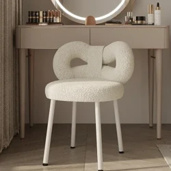 Ghế thẩm mỹ phong cách màu kem Phòng ngủ tối giản hiện đại Nơ Ghế đẩu bằng len cừu