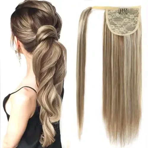 Real Beauty Extensions de queue de cheval de cheveux humains mettre en évidence brun miel blond envelopper autour de la queue de cheval pince en morceaux de cheveux brésilien Remy