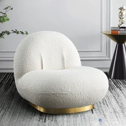 Luksus lammefleece Enkel roterende liten sofa Stuestoler Kreativ fritid Lazy Designer Chaises De Salon Hjemmemøbler