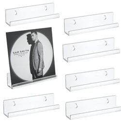 Tryloyw Cofnod Acrylig CD Storio Rack Ystafell Fyw Addurno Vinyl Record Silff Deiliad Wal Record Arddangos Silff
