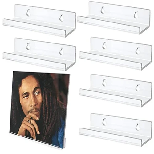 Suport de depozitare pentru discuri din acril transparent pentru CD-uri Decor pentru cameră de zi Raft pentru discuri de vinil Suport de perete Raft pentru discuri